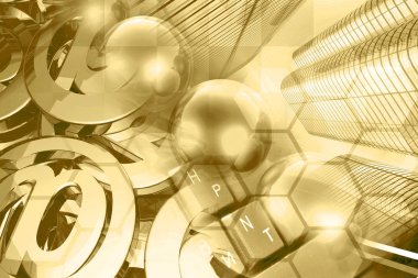 Network Kontrolü-posta işaretleri, toplar, klavye ve Binalar