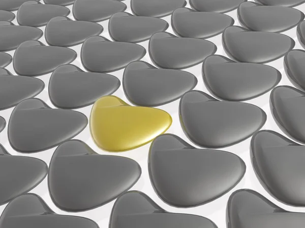 Yellow and grey hearts as abstract background — Stock Photo, Image