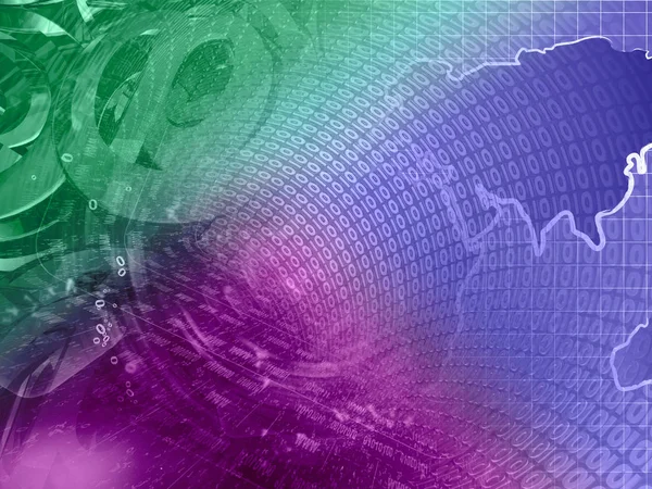 Fundo digital abstrato - dígitos, sinais de correio e mapa — Fotografia de Stock