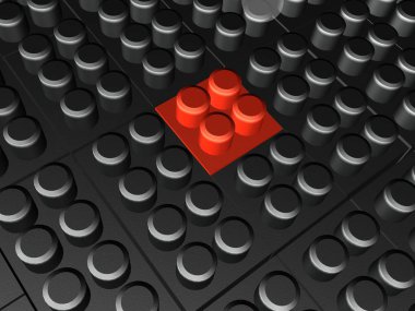 Beyaz, gri ve kırmızı meccano öğeleri 3d çizim.