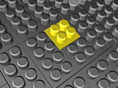 Beyaz, gri ve sarı meccano öğeleri 3d çizim.