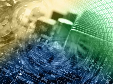 Bilgisayar arka plan, posta işaretleri ve basamak, elektronik cihaz tonda.