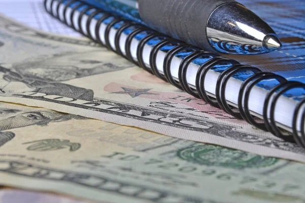 Financial Background Money Notebook Pen — Stock Photo, Image
