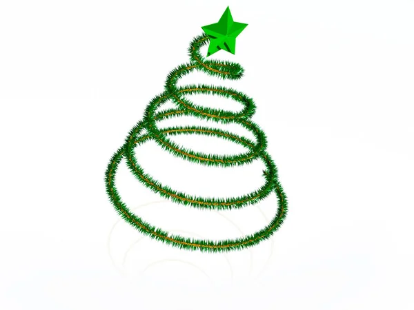 Spirala Fir Boże Narodzenie Białym Tle Odblaskowe Ilustracja — Zdjęcie stockowe