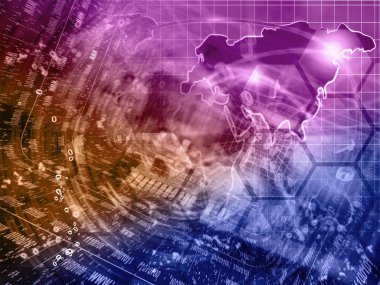 Arka dijital plan - basamak ve harita, tonda.