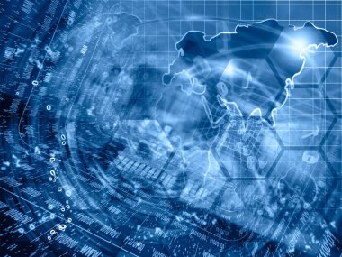 Soyut Dijital arka planda blues - basamak ve harita.