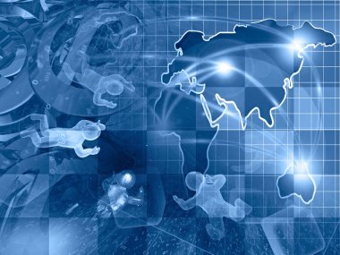 Ağ - mans, harita ve basamak, bilgisayar arka planda blues.