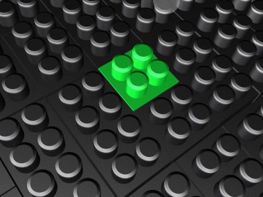 Beyaz, gri ve yeşil meccano öğeleri 3d çizim.