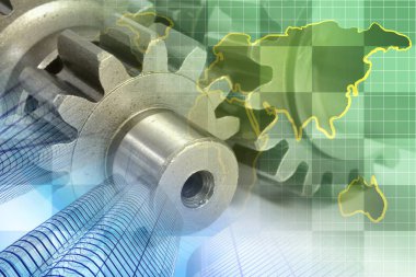 İş geçmişi ile harita, Dişliler ve ofis binaları.