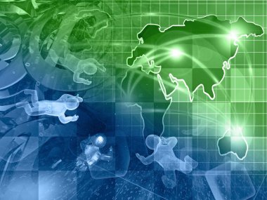 Ağ - mans, harita ve basamak, yeşil ve mavi.