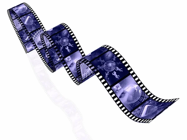 Rollos Película Con Imágenes Azules Comunicación Ilustración — Foto de Stock