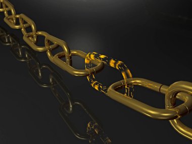 Dijital Merkezi bağlantı, siyah arka plan ile zincir