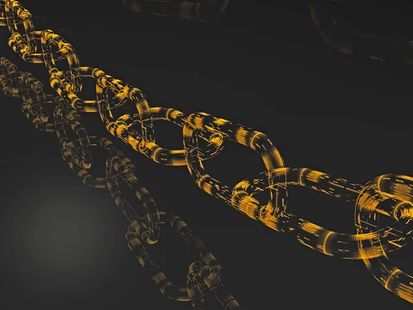 Chain with digital links, black background