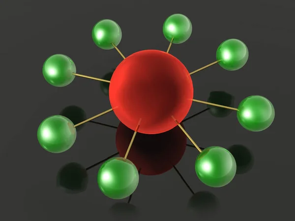 Rood en groen bollen op zwarte achtergrond — Stockfoto