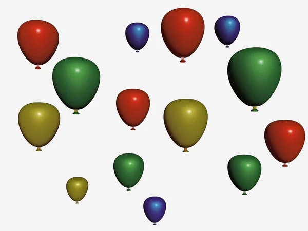 Farbige Urlaubsballons Auf Weißem Hintergrund Illustration — Stockfoto