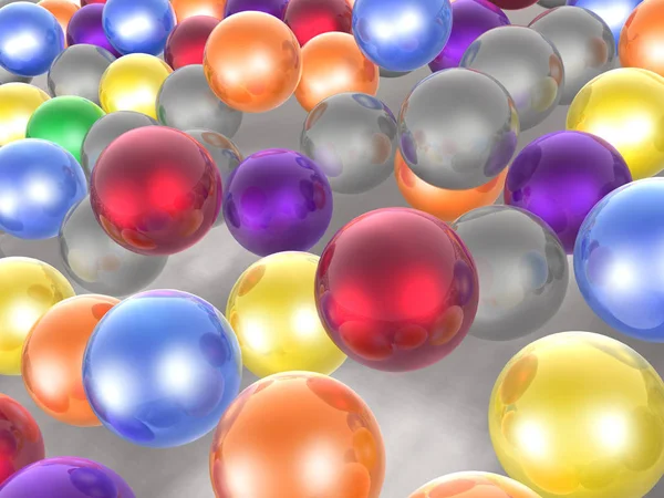 Color spheres as abstract background, 3D illustration.