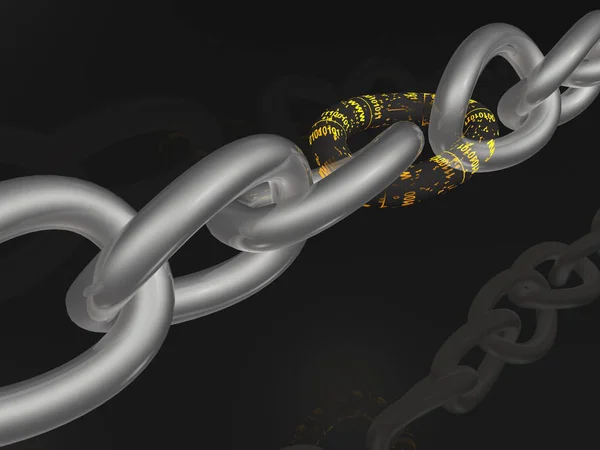 Chain with digital central link, black background