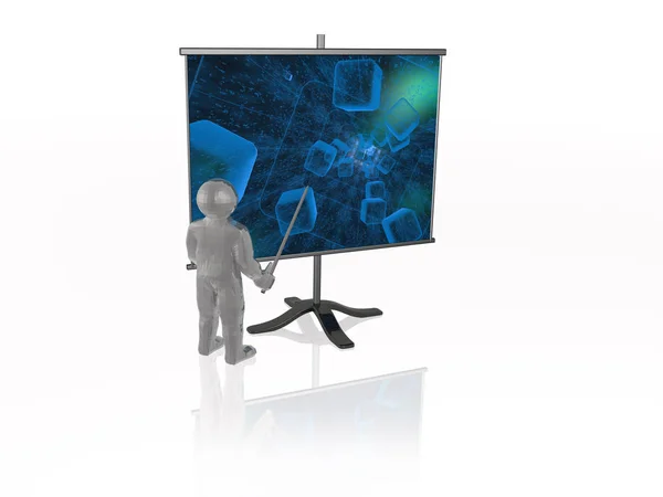 Man Presentation Stand White Background Illustration — Stock Photo, Image