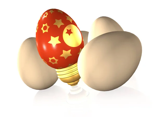 Easter Eggs White Rerlective Background Illustration — Stock Photo, Image