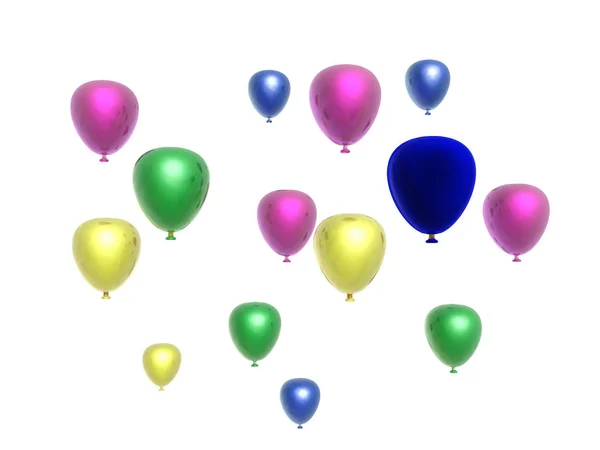 Farbige Urlaubsballons Auf Weißem Hintergrund Illustration — Stockfoto