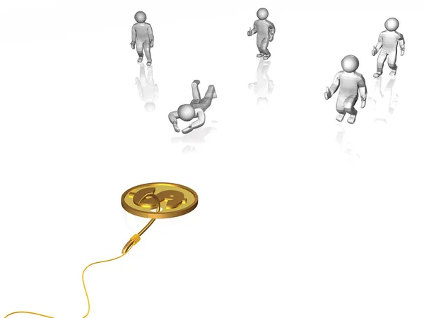 Haken Mit Münze Und Mann Auf Weißem Hintergrund Illustration — Stockfoto