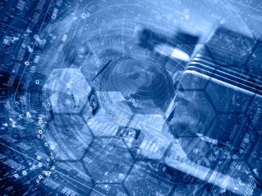 Küre ve mans - soyut bilgisayar arka planda blues.