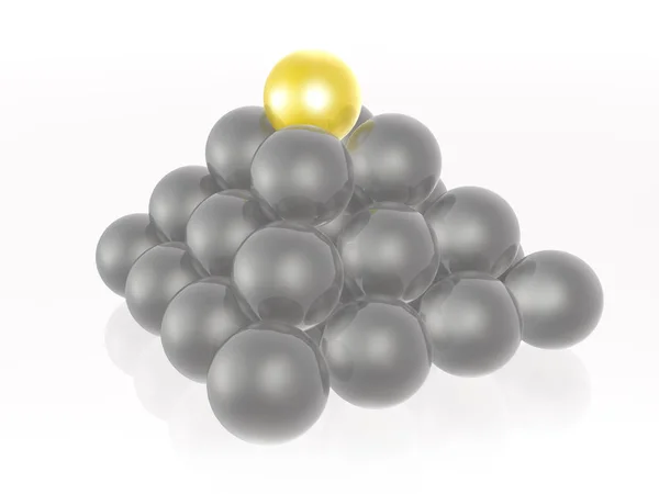 Yellow Grey Spheres Pyramid White Illustration — Stock Photo, Image
