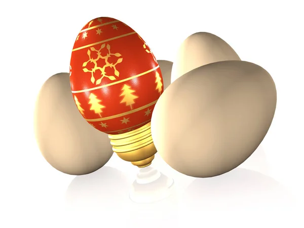 Easter Usual Eggs White Reflective Background Illustration — Stock Photo, Image