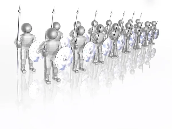 Grey Soldiers White Reflective Background Illustration — Stock Photo, Image