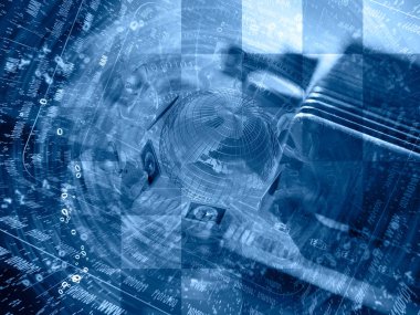 Küre ve mans - soyut bilgisayar arka plan, blues.