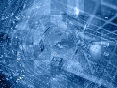 Küre ve mans - soyut bilgisayar arka planda blues.