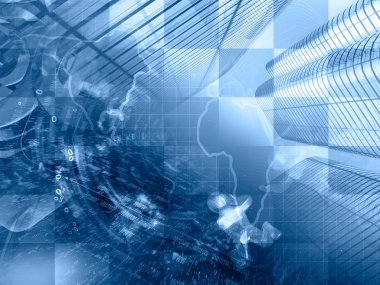 Soyut dijital arka planda blues - basamak, harita ve mans.