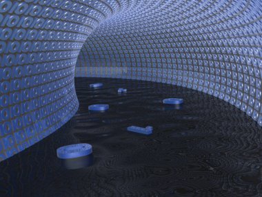 İletişim arka plan - tünel, 3d çizim basamak.