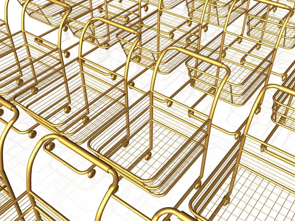 Gouden Winkel Karren Witte Achtergrond Illustratie — Stockfoto