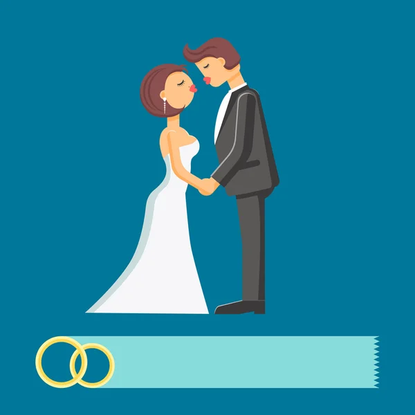 Casamento casal vetor plana ilustração — Vetor de Stock