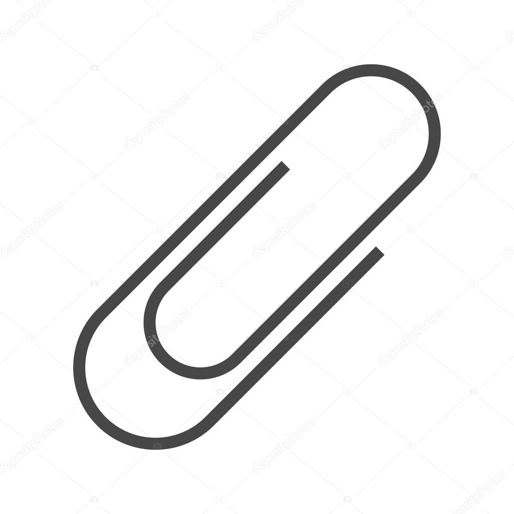 Paperclip Thin Line Vector Icon Isolated on the White Background.
