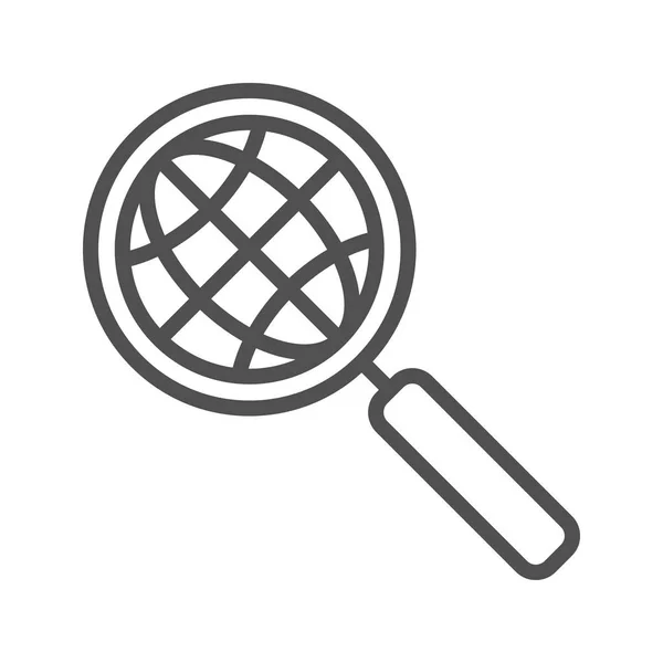 Globe icône de ligne de recherche — Image vectorielle