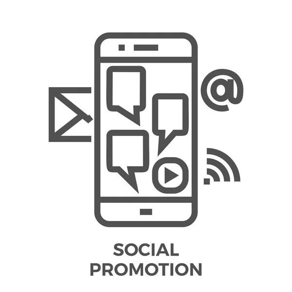 Icono de línea de promoción social — Vector de stock