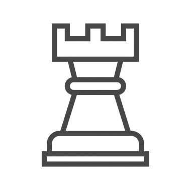 Satranç Kalesi İnce Satır Vektörü Simgesi