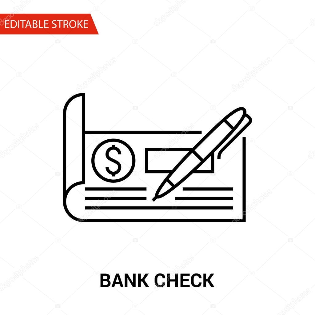 Bank Check Icon. Thin Line Vector Illustration