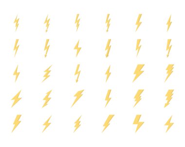 Yıldırım vektör düz Icons Set