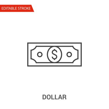 Doları onay simgesi. İnce çizgi vektör çizim