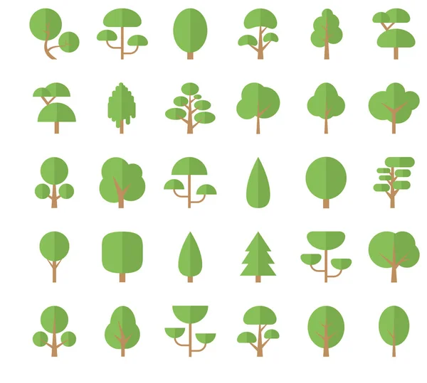 Flat trees icons — Stock Vector