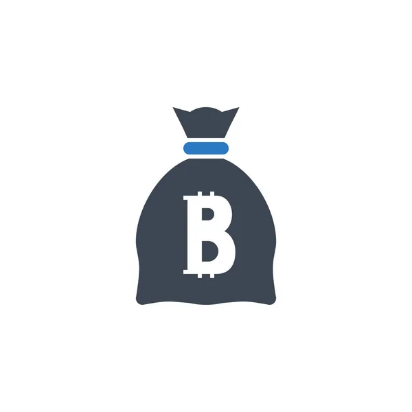 Geldbeutel mit Bitcoin verwandtem Vektor-Glyphen-Symbol. — Stockvektor