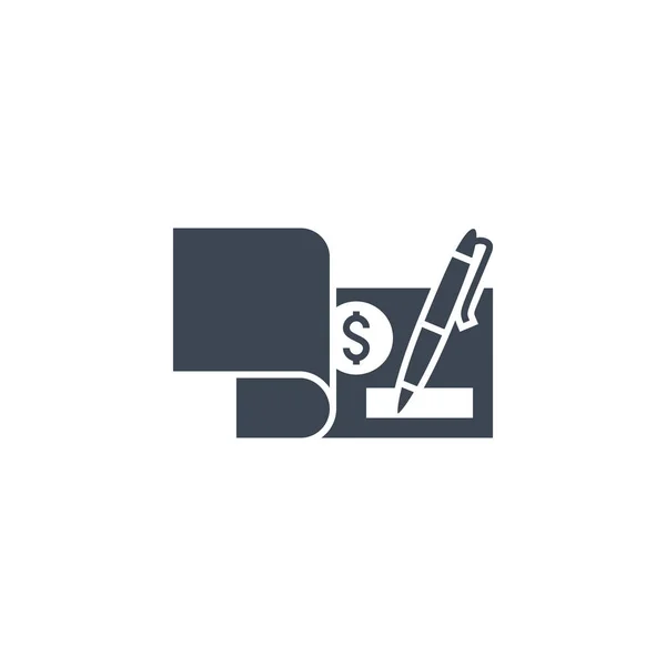 Bank Check gerelateerde vector glyph pictogram — Stockvector