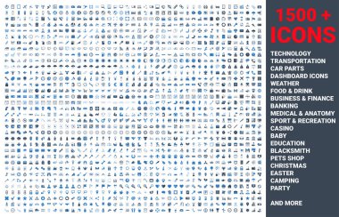 Set of 1500 vector icons glyph clipart