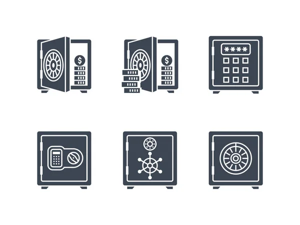 ( 영어 ) Safes related vector glyph icon set. — 스톡 벡터