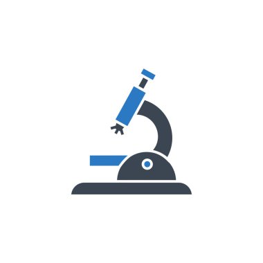 Mikroskopla ilgili vektör simgesi.