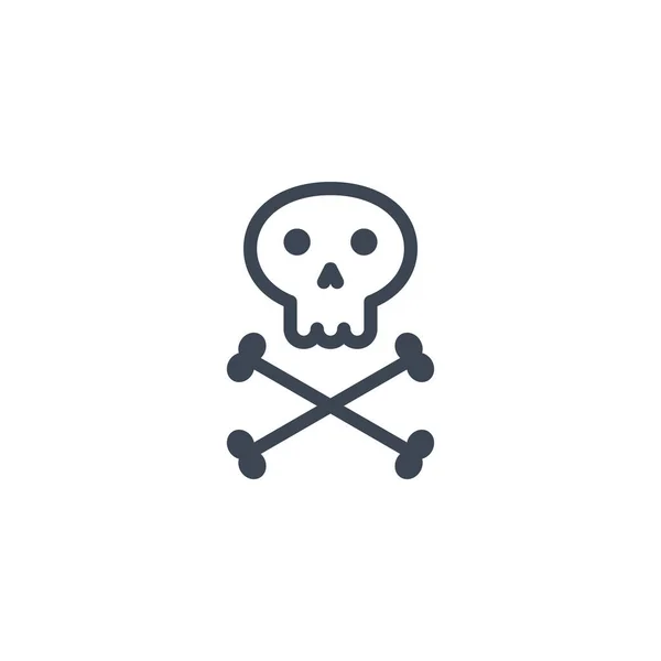 Skull and bones related vector glyph icon. — Stock Vector