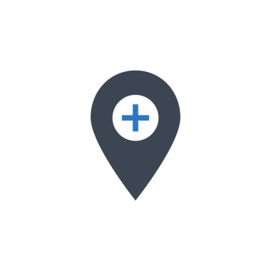 Hastane Konumuyla İlgili Vektör Sembolü.